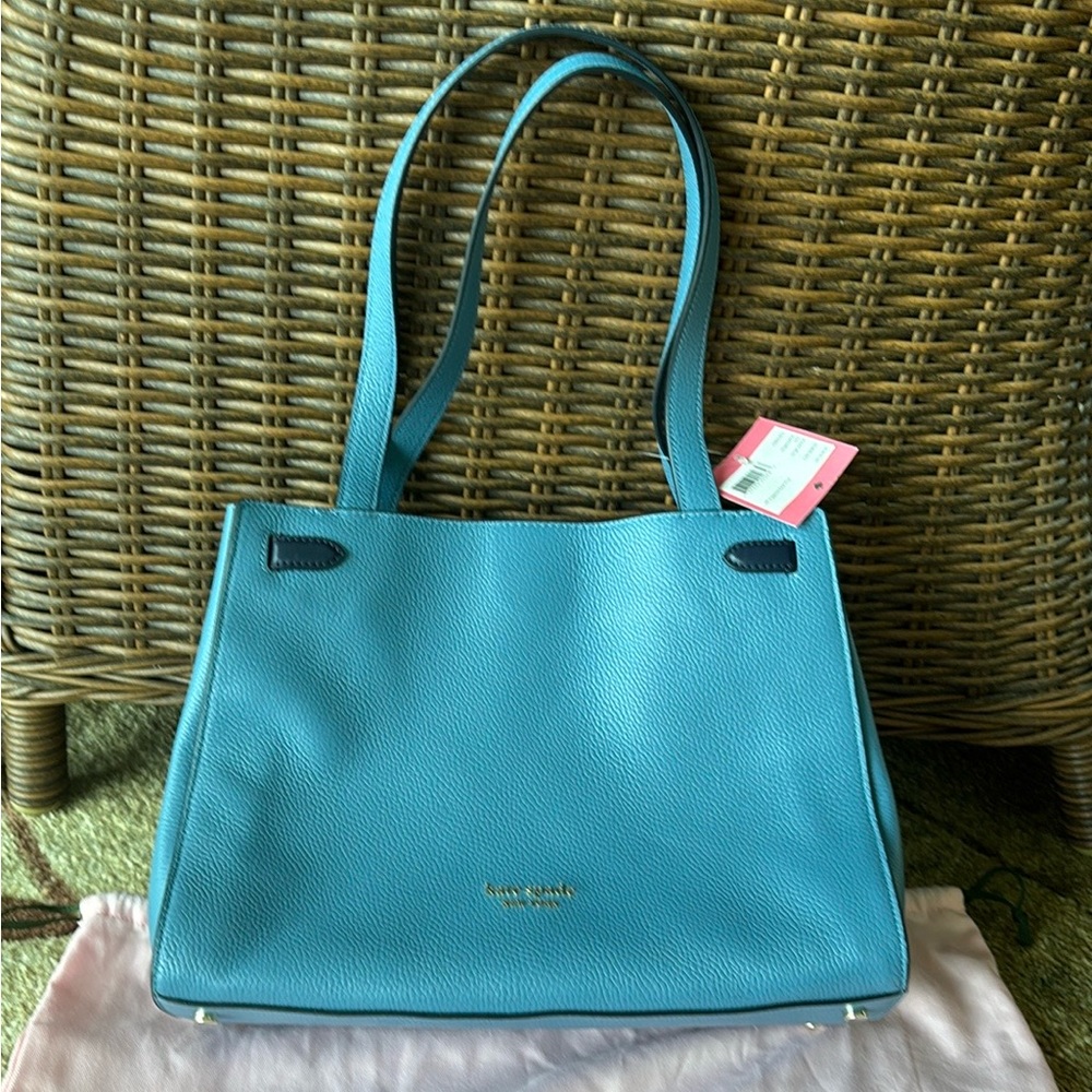 NWT Kate Spade Blue Tote “Niagara Lane”Pebbled Leather Bag - Picture 2 of 11